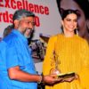 DEEPIKA PADUKONE Give Sunil Kandare Senior PTI PHOTOGRAPHER AWARD At PHOTOGRAPHERS AWARDS FUNCTION At MUMBAI PRESS CLUB