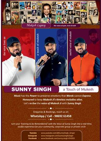 SUNNY SINGH – A Touch Of Mukesh – A Voice That Brings Timeless Melodies Back To Life
